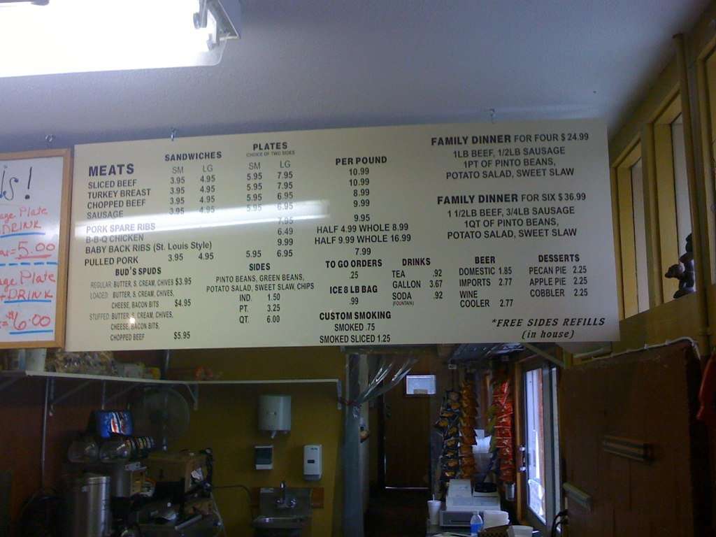 Menu at Fritze's BBQ & Catering, Boerne