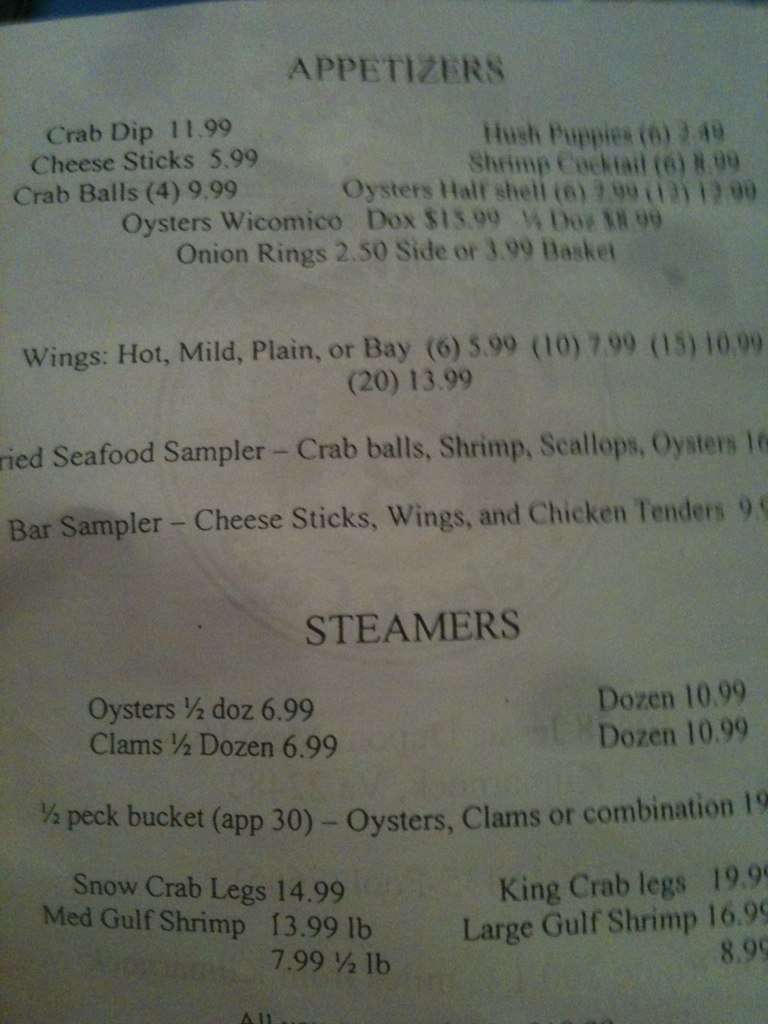 KC's Crabs & Cues menu Urbanspoon/Zomato