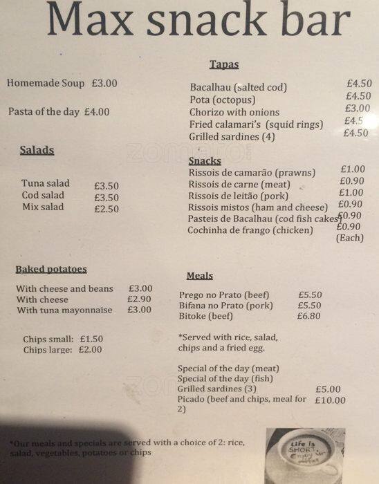 Max Snack Bar Menu, Menu for Max Snack Bar, Brixton, London Zomato UK