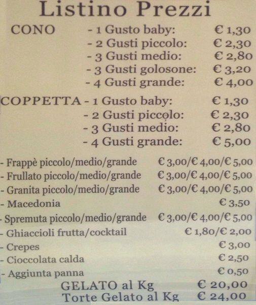 Menu di GELATERIA PICCOLINA 