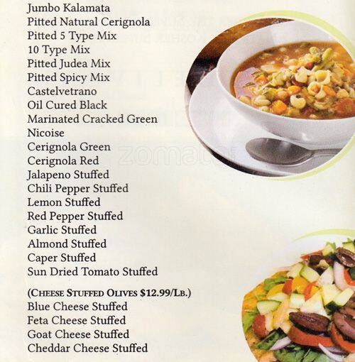 Menu at Pickles Olives Etc. cafe, New York City