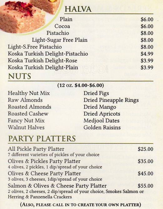 Pickles Olives Etc. Menu, Menu for Pickles Olives Etc., Upper East Side