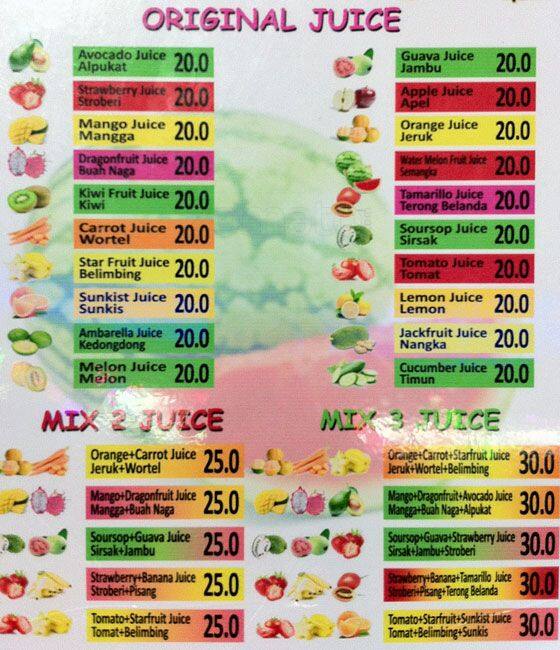 Juice Shop Menu, Menu untuk Juice Shop, Mangga Dua, Jakarta Zomato