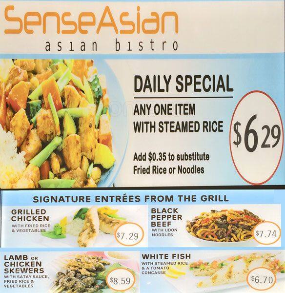 SenseAsian Bistro menu