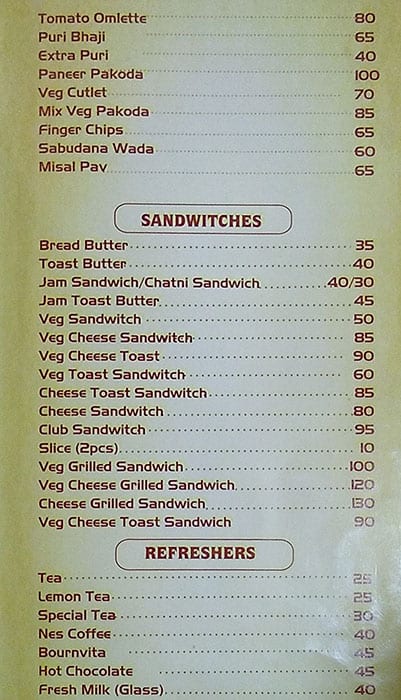Aditya Pure Veg menu