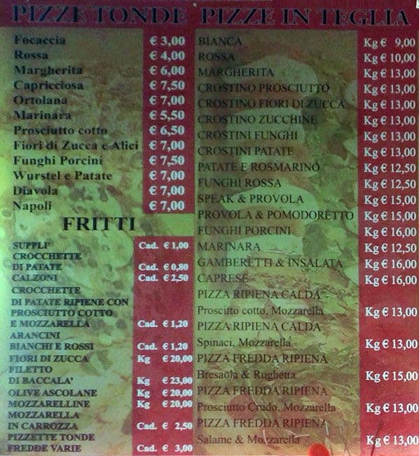 Menu di Delizie del Palato 