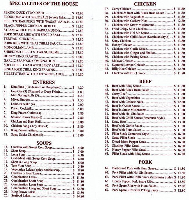 Kingsgrove Chinese Menu,Menú para Kingsgrove Chinese, Kingsgrove