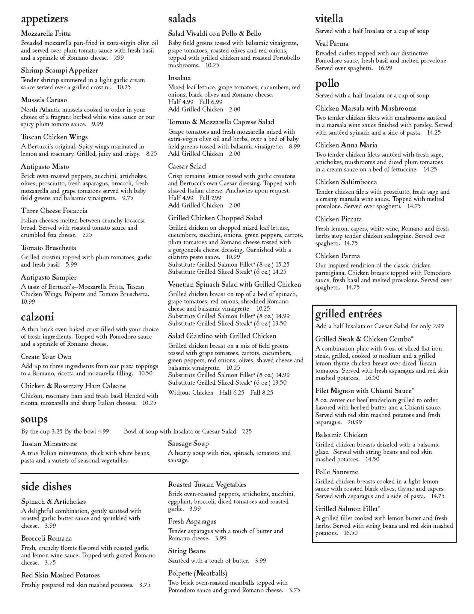 Bertucci's Menu, Menu for Bertucci's, Downtown, Washington DC ...