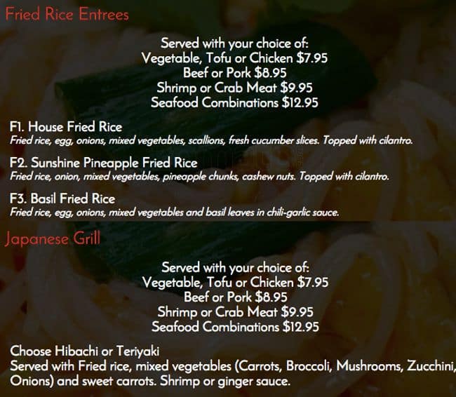 Menu at Bonsai Kitchen, modern Asian & sushi restaurant, Kannapolis