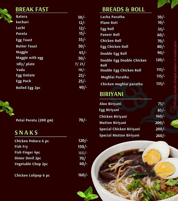 Apare Bangla menu