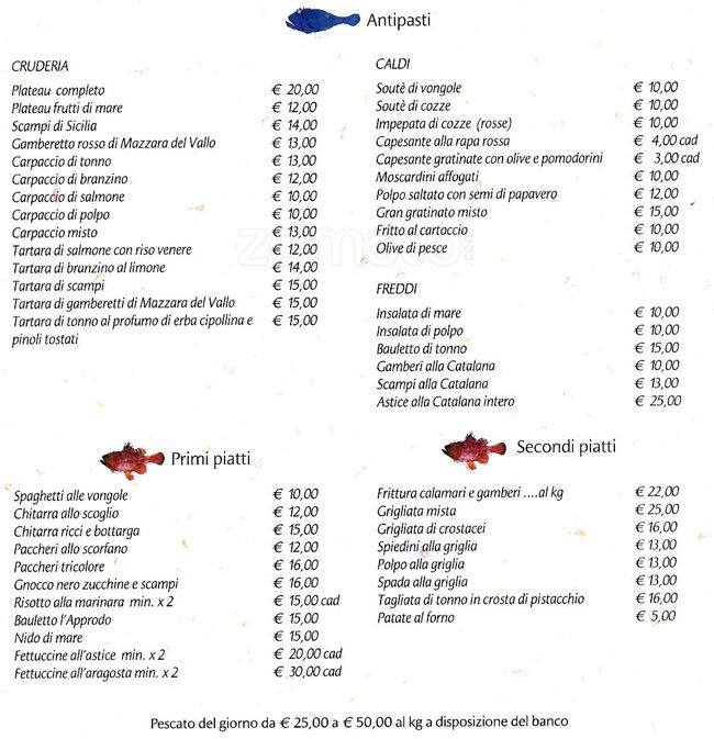 Menu di L'Approdo 