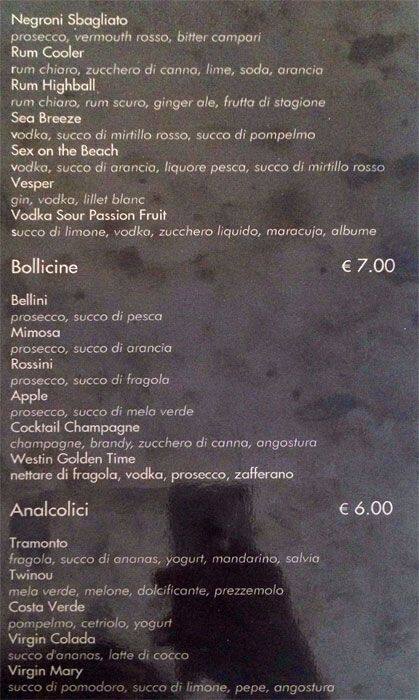 Menu di M'ama Milano 