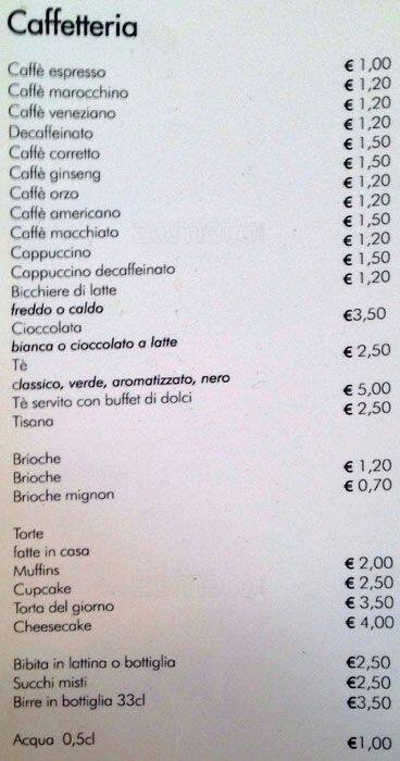 Menu di M'ama Milano 