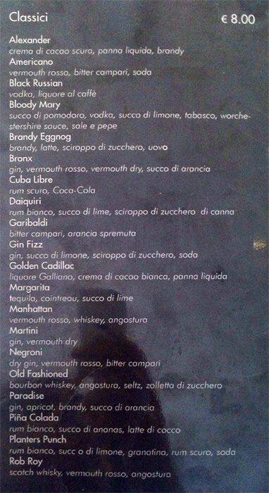 Menu di M'ama Milano 