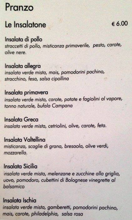 Menu di M'ama Milano 