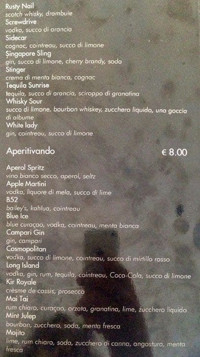 Menu di M'ama Milano 