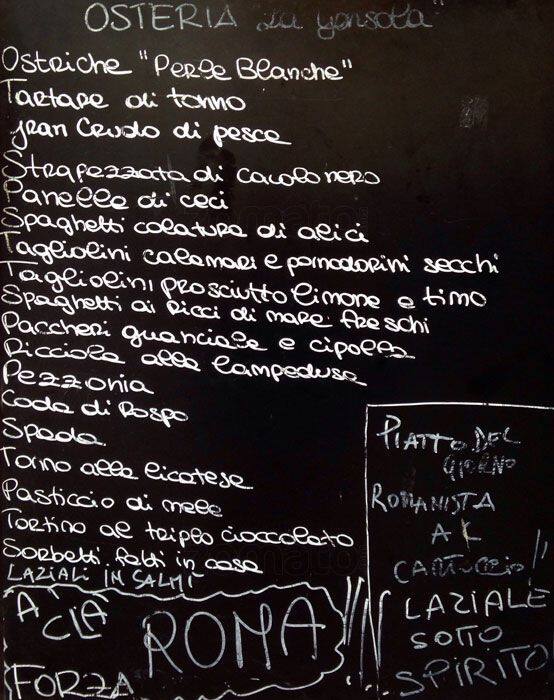 Osteria La Gensola Menu Menu For Osteria La Gensola Trastevere Roma