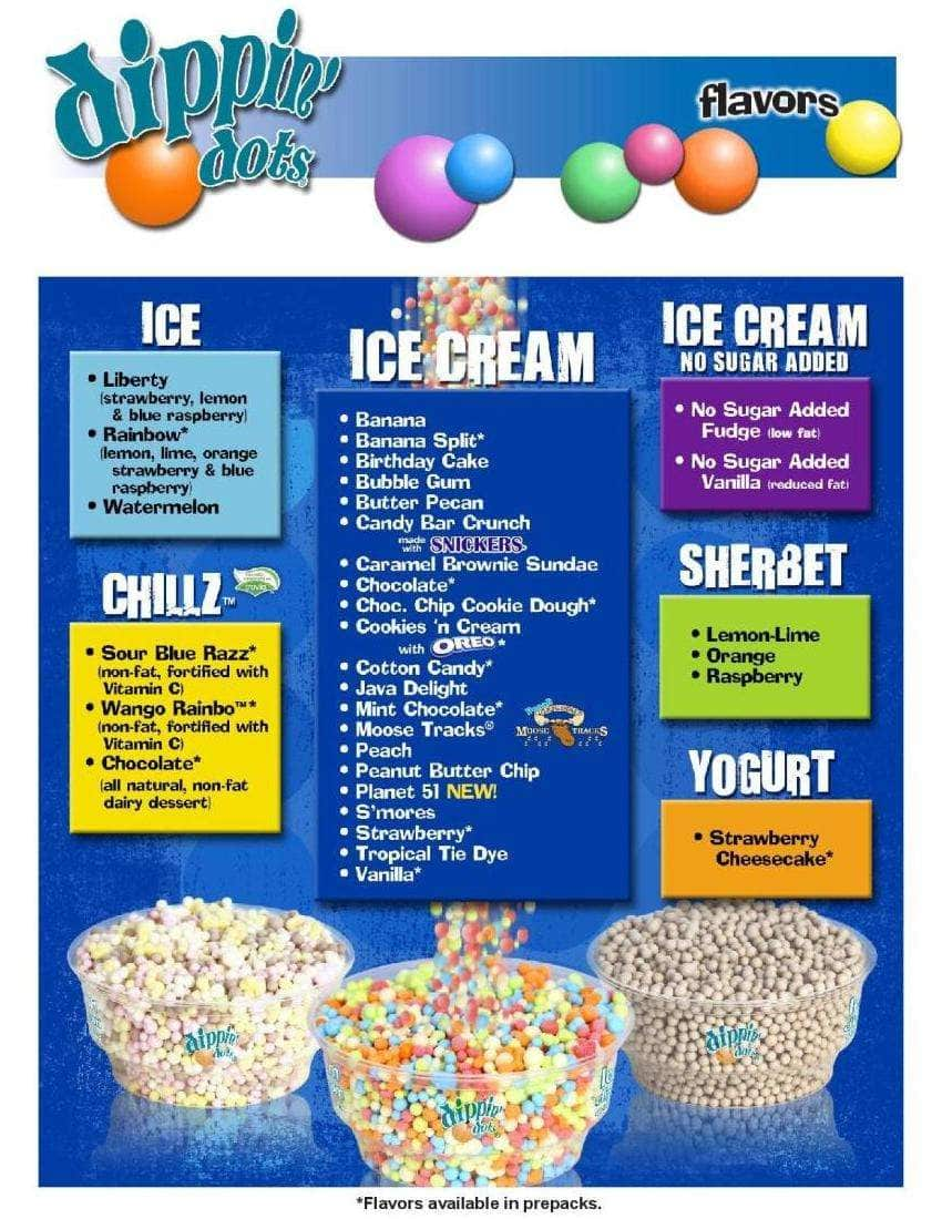 Dippin' Dots Ice Cream Menu Urbanspoon/Zomato