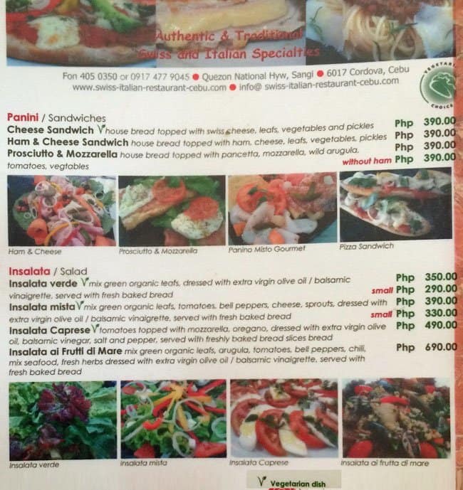 swiss italian restaurant cebu menu zomato philippines swiss italian restaurant cebu menu