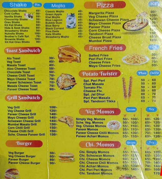 Menu of Brother's Cafe, Badlapur, Thane