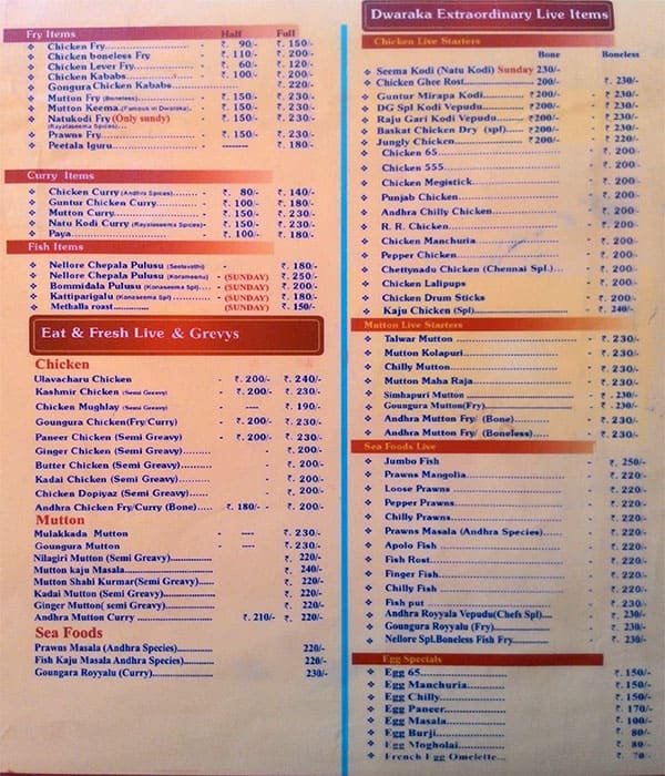 Reddy Caterers menu