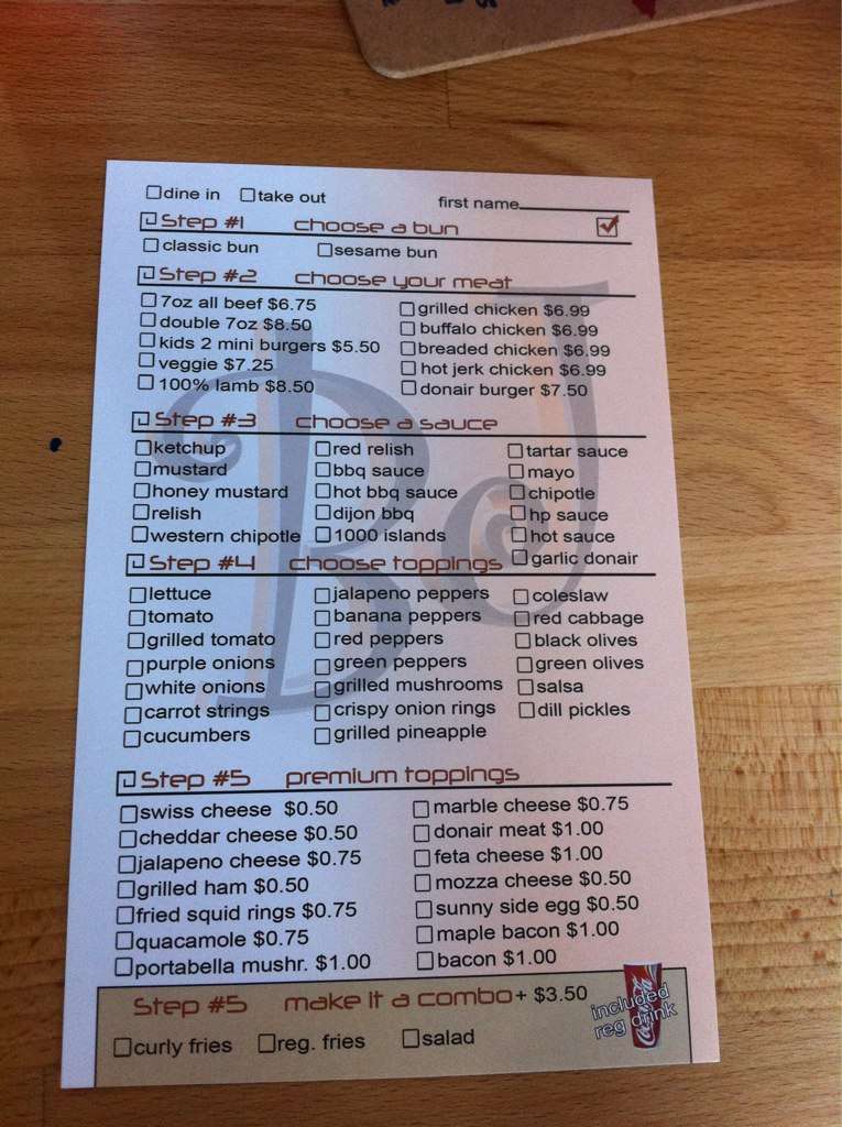 The Burger Joint Menu, Menu for The Burger Joint, Heritage, Edmonton Urbanspoon/Zomato