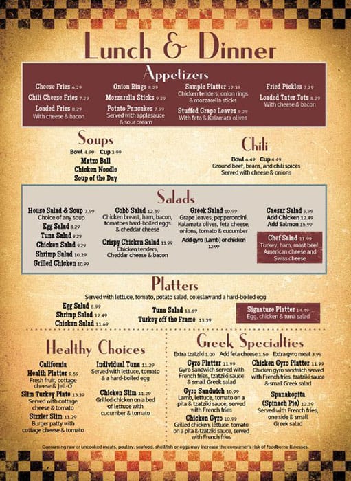 Menu at Coral Springs Diner restaurant, Coral Springs, W Sample Rd
