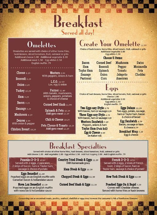Menu at Coral Springs Diner restaurant, Coral Springs, W Sample Rd