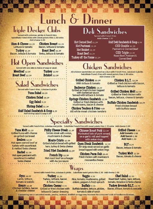 Menu at Coral Springs Diner restaurant, Coral Springs, W Sample Rd