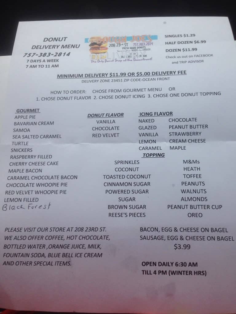 Menu of Dough Joe's, Virginia Beach, Hampton Roads