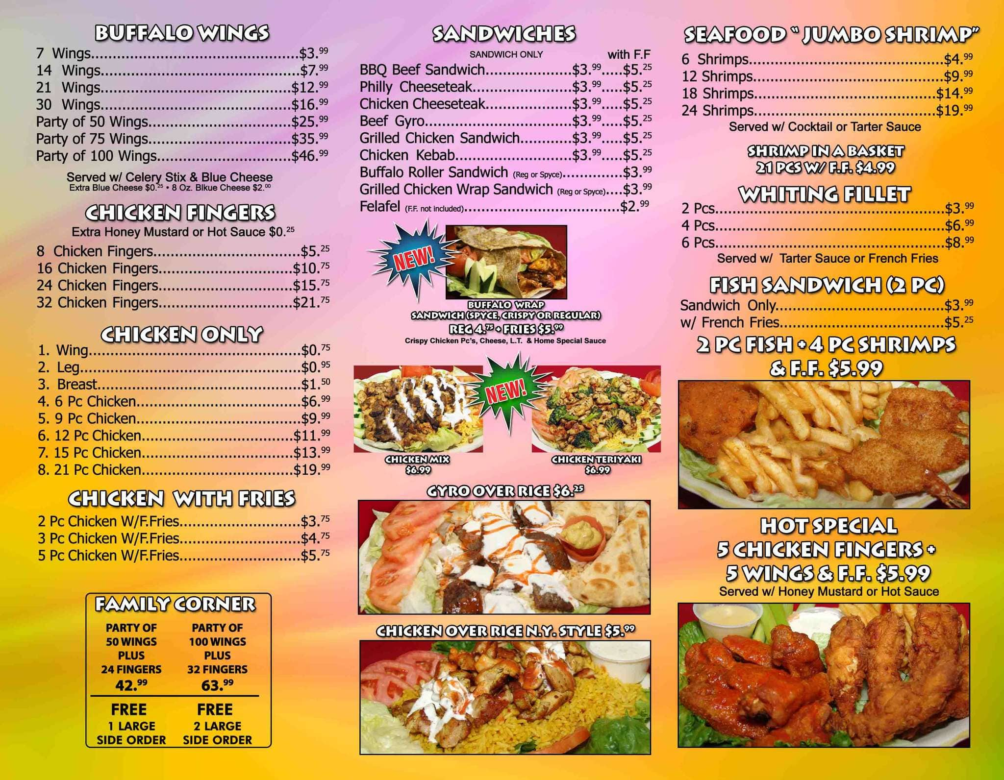 Original Buffalo Wings Menu,Menú para Original Buffalo Wings