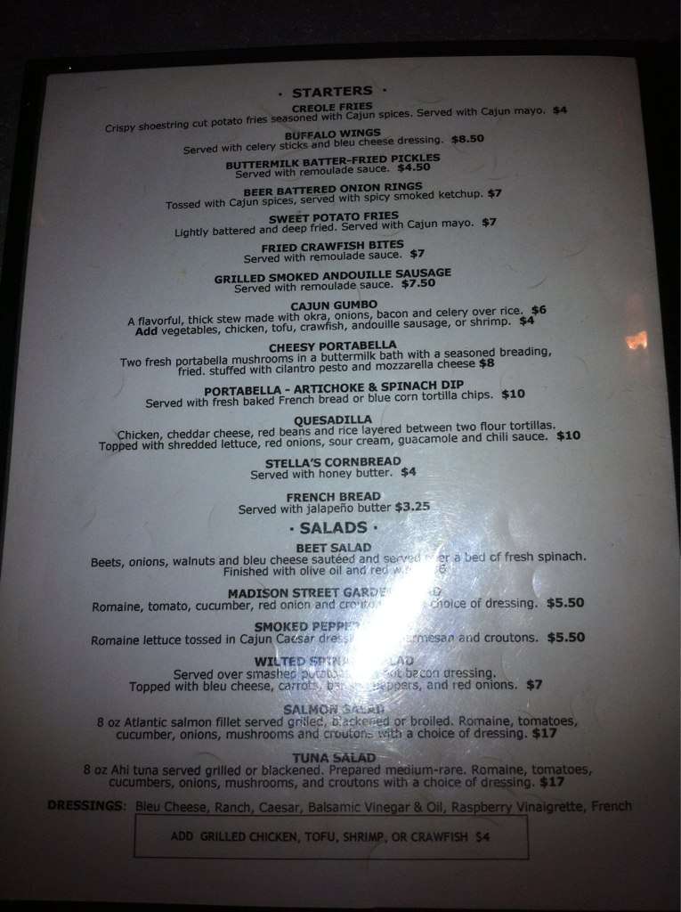 Stella Blues Menu, Menu for Stella Blues, Eau Claire, Eau Claire
