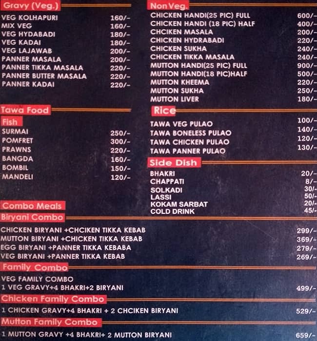Real Biryani menu