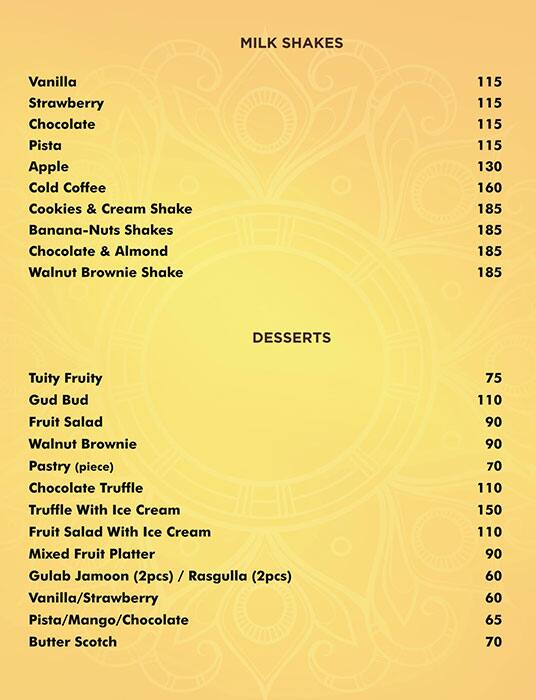 Saarangi Fine Dining menu