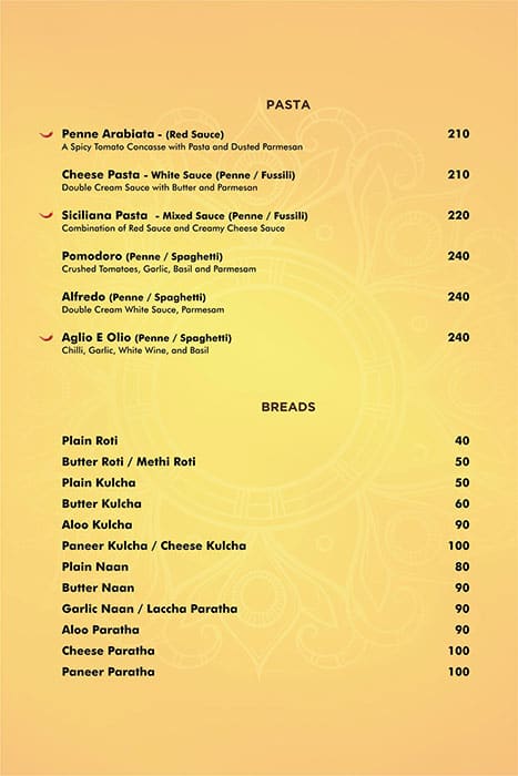 Saarangi Fine Dining menu