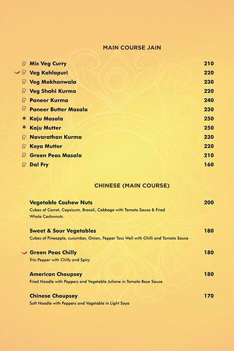 Saarangi Fine Dining menu
