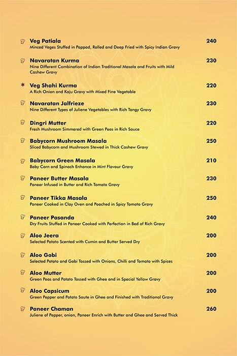 Saarangi Fine Dining menu