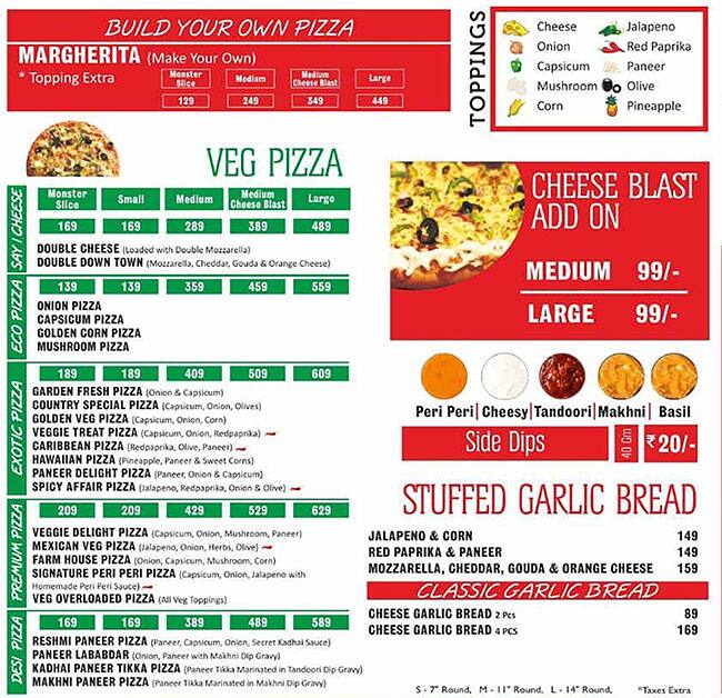 Menu of Chicago Pizza, MG Road, Gurgaon