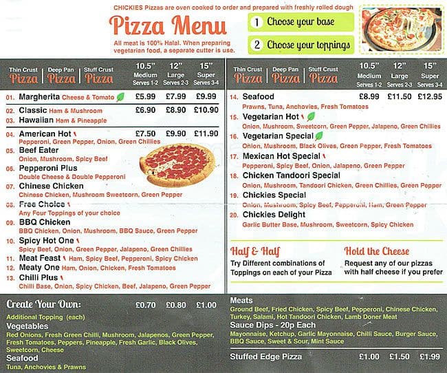 Chickies Fast Food Menu, Menu for Chickies Fast Food, Upton Park ...