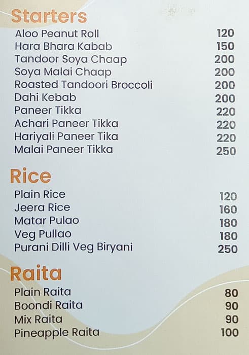 Govinda's Restaurant menu