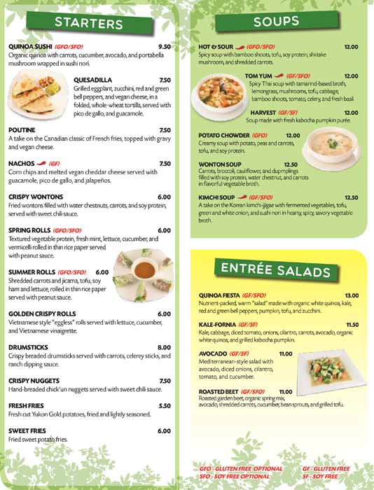 Green Earth menu
