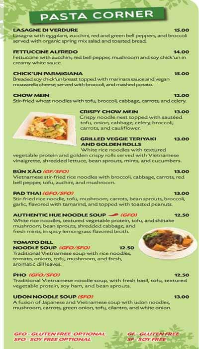 Green Earth menu