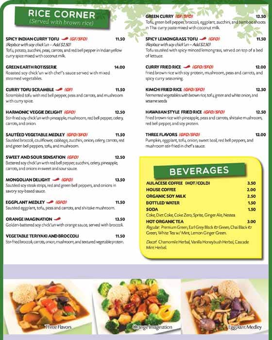 Green Earth menu