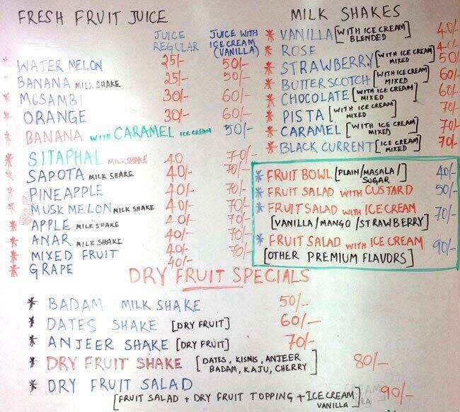 Juice Bar Menu, Menu for Juice Bar, Kukatpally, Hyderabad Zomato