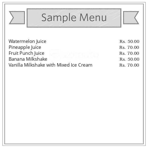 Menu of Juice Bar, Kukatpally, Hyderabad