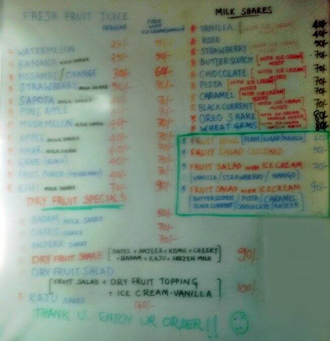 Juice Bar Menu, Menu for Juice Bar, Kukatpally, Hyderabad Zomato