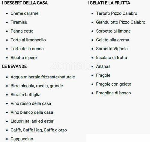 Menu di Vignola 