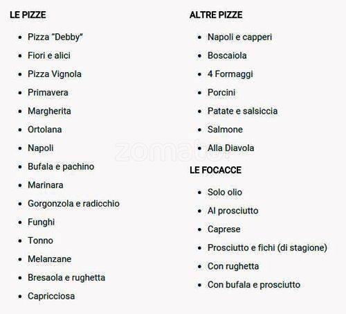 Menu di Vignola 