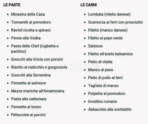 Menu di Vignola 