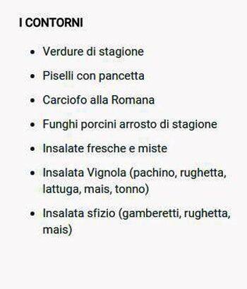 Menu di Vignola 